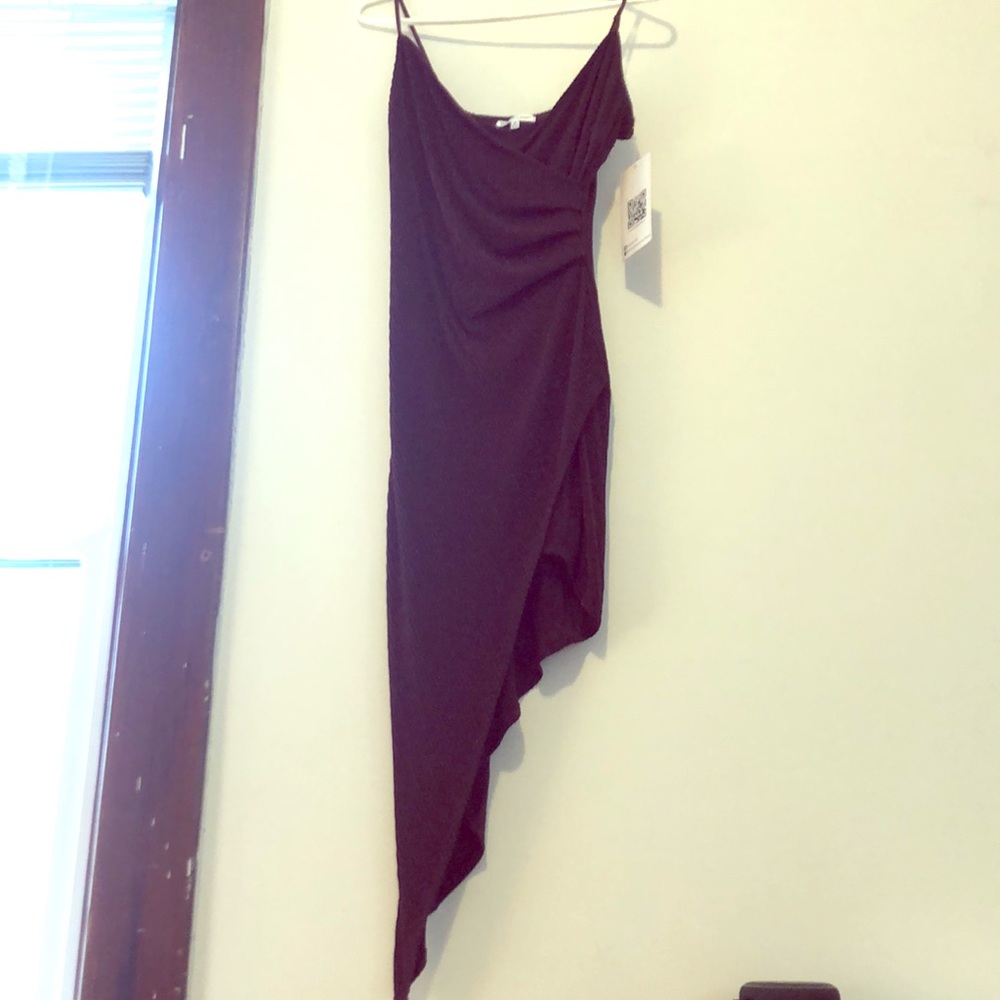 Maroon sparkle asymmetrical tank dress